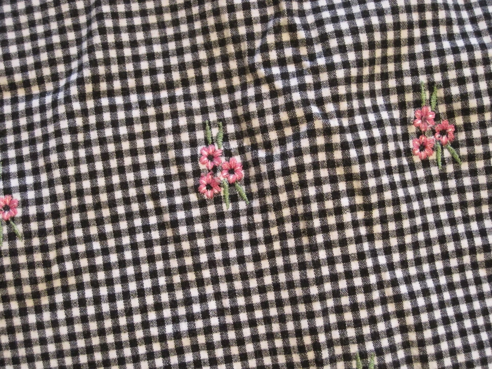 Hartstrings девочка черный чек вышитый цветок Shift платье сарафан размер 6 X EUC - Изображение 2 из 3