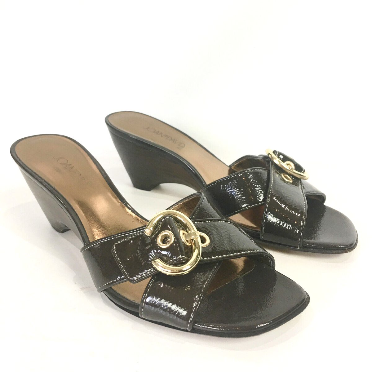 Joan and David Womens 6.5 Sandals Heels Brown Patent Leather  display picture 1