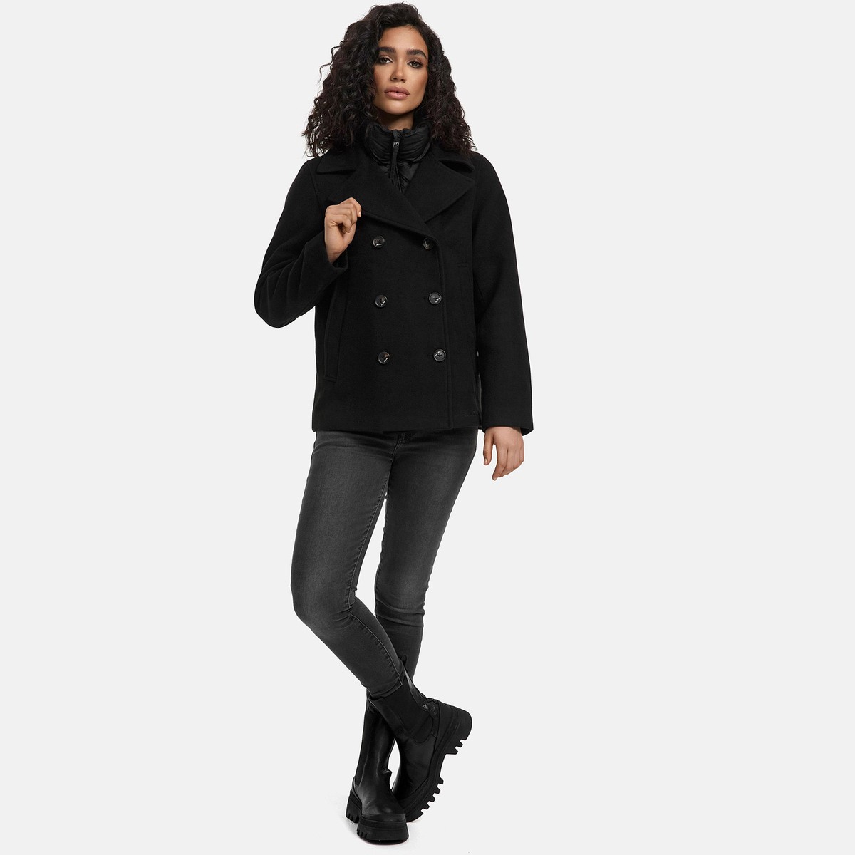 Marikoo Damen Winter Caban Jacke Cabanjacke Winterjacke hoher