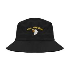 101st airborne screaming eagle embroidered black bucket hat