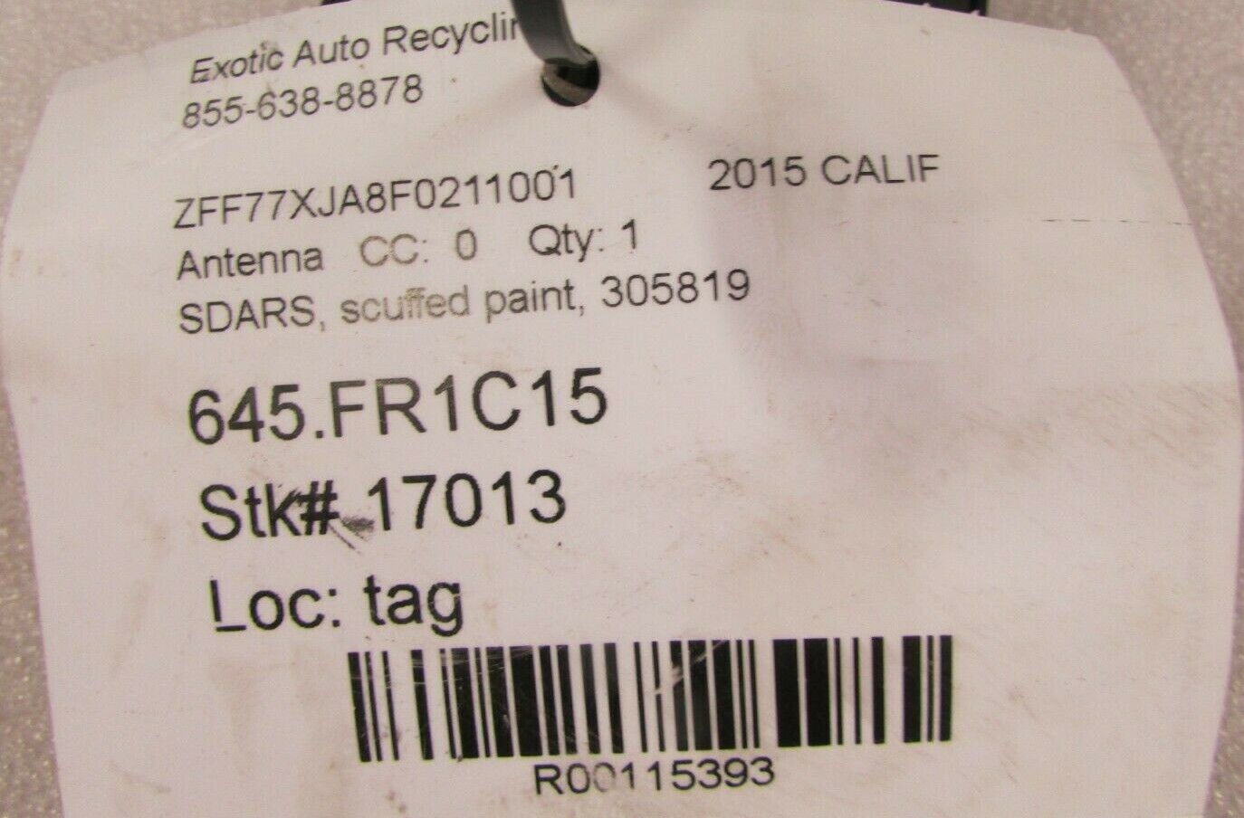 Ferrari California, SDARS Antenna, Damaged, Used, P/N 305819