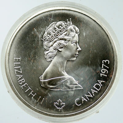1973 CANADA Elizabeth II Olympics Montreal World Map BU Silver $10