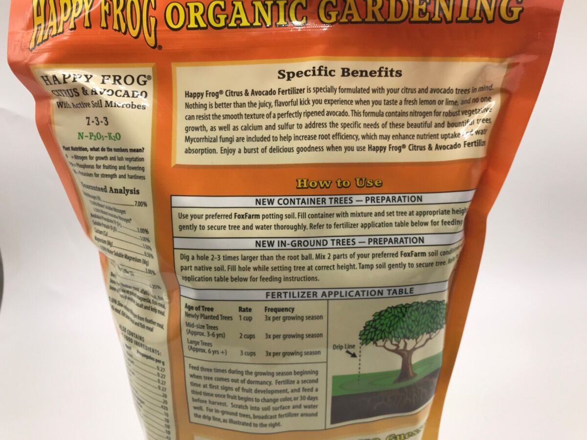 Fox Farm Happy Frog Citrus and Avocado 7-3-3 Fertilizer 4lb Fox Farm Happy Frog Citrus and Avocado 7-3-3 Fertilizer 4lb