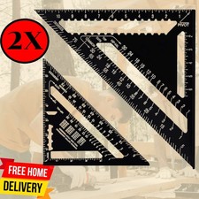 2x Triangle Ruler Metric Angle Measuring Aluminium Woodworking Speed Square Tool