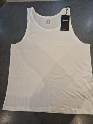 Brandit Men's Cotton Tank Top T-Shirt, White Size L BNWT