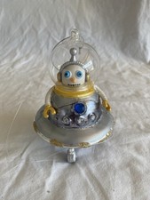 Glass Snowman In A Spaceship Christmas Orname...