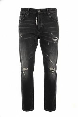 DSQUARED2 Men s Skater Jeans Size 48 Black Ripped Slim Fit Genuine 