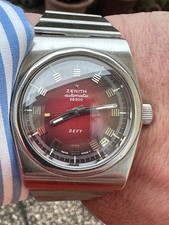 Zenith Automatic Defy Cal 2562 PC Originale Quadrante Rosso Borgogna Raro Orologio Vintage