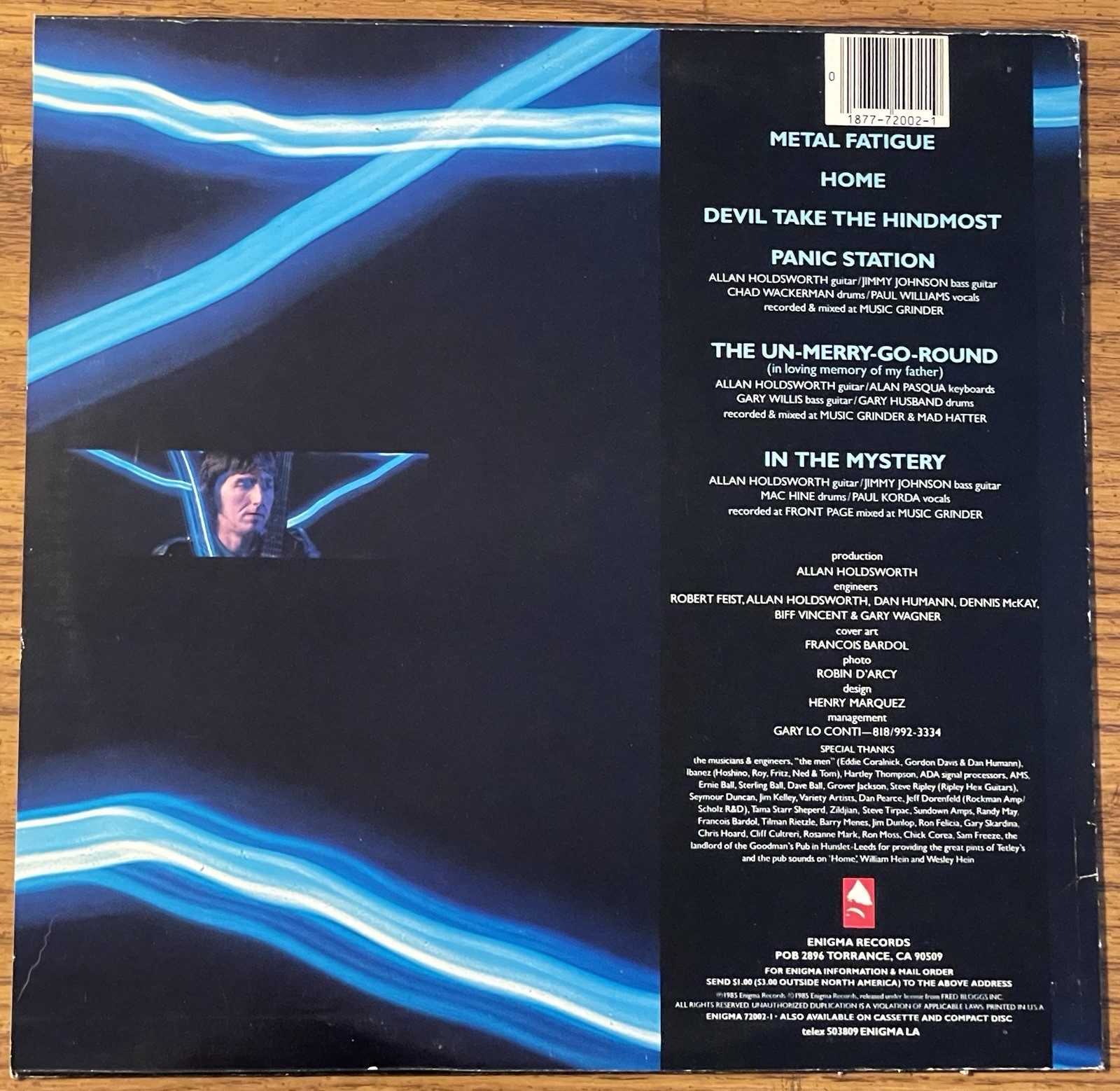 Allan Holdsworth with I.O.U. Metal Fatigue Vintage Vinyl LP 1985 Enigma Tested