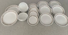 16 pc Vintage Corelle Corning Woodland Brown Dinneware Set
