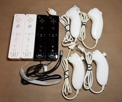 Lot of 4x OEM Nintendo Wii Motion Plus Remote Controllers RVL-036 Nunchuck