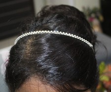 Diadème bandeau cheveux anniversaire mariage or blanc 14 carats diamant rond naturel 4,18 carats