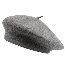 French Wool Beret Hat for Women Men Fall Winter Hats Solid One Size Bl79-grey