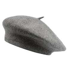  French Wool Beret Hat for Women Men Fall Winter Hats Solid One Size Bl79-grey