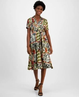 Tahari ASL Womens Printed Collared Tie-W 196367150332 10 RT $159.0