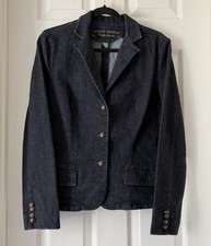 Lauren Jeans Co. Ralph Lauren Denim Blazer Jacket with Gold Crest Buttons Large