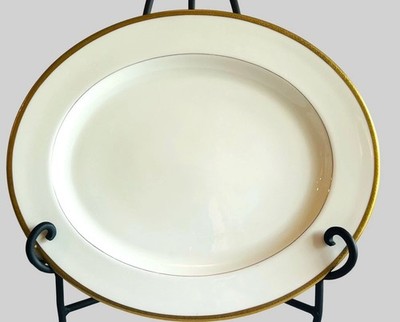 Royal Worcester Coventry Serving Platter 1963 Cream Gold Border Oval 17.5  EUC
