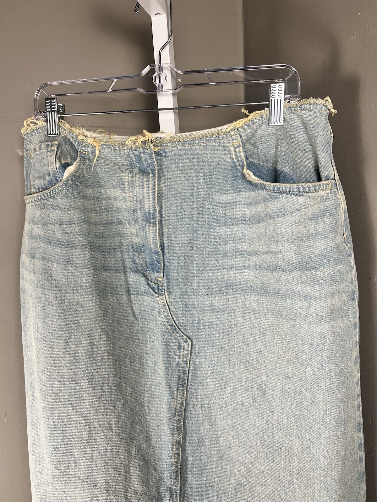 MANGO Denim Long Skirt Frankie in Light Blue Vintage Colorway NWT Women's L thumbnail 4