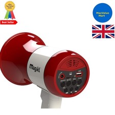 Compact Black Megaphone with Siren and MP3 Player - Perfect for Coaches & Tours