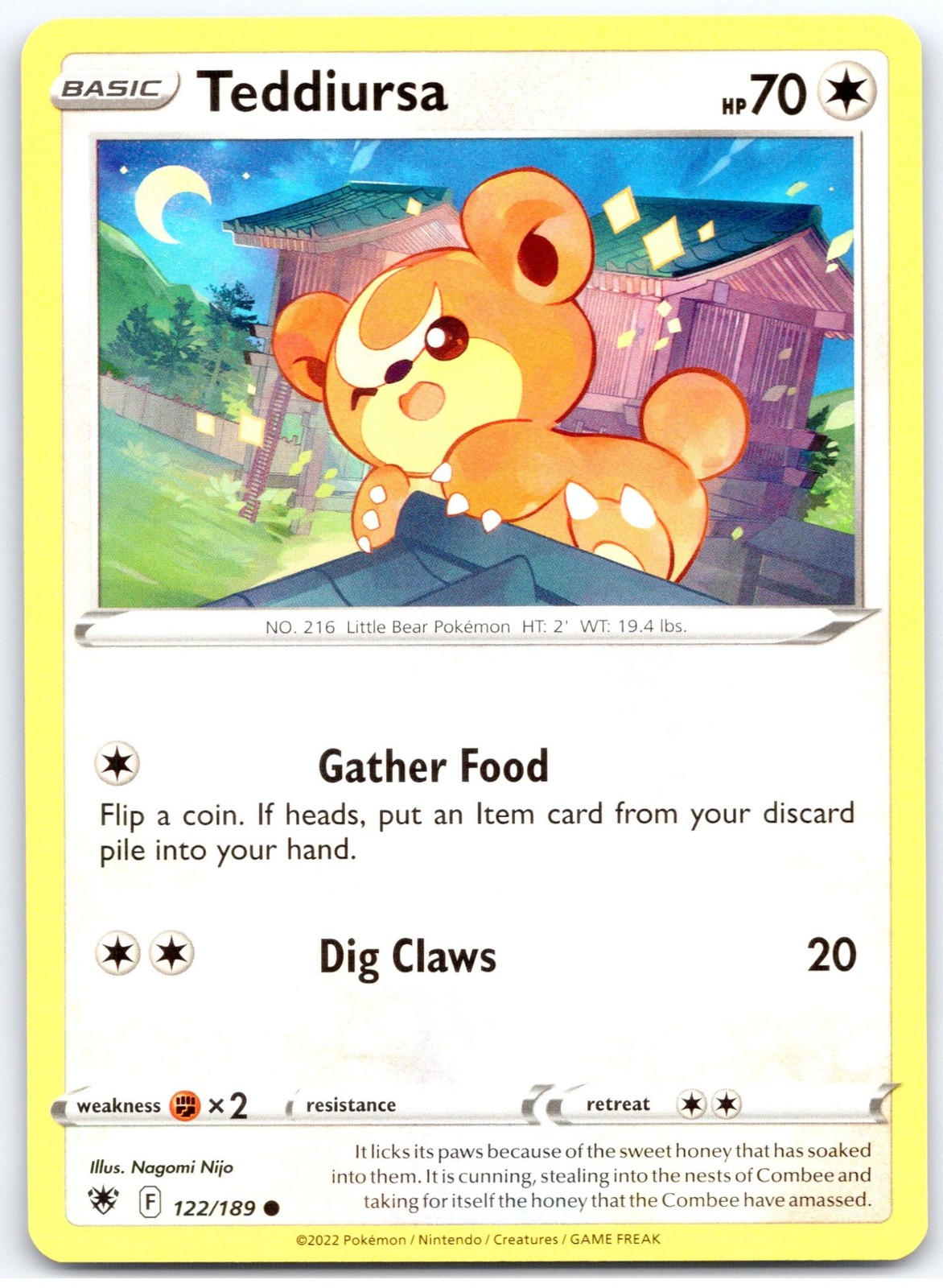 Pokemon Teddiursa 122/189 - SWSH10 Common NM EN