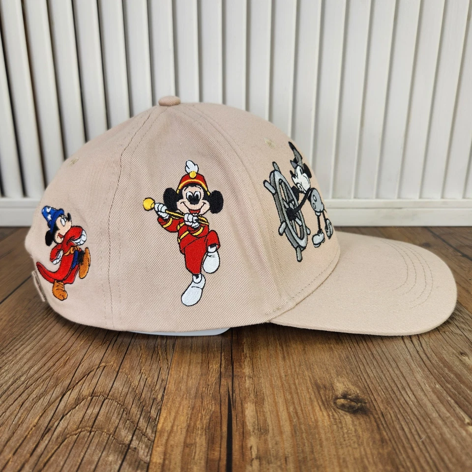 Disney Mickey Mouse Sombrero Bronceado Bordado A Través de los Años Steamboat Willie Gorra Foto 4 de 4