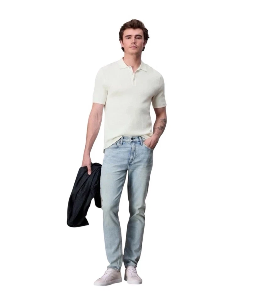 Camisa Polo Rag & Bone Harvey Tejido Algodón Hombres Mediana Marfil Manga Corta Diseñador Foto 3 de 4