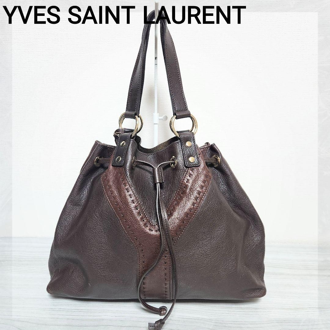 Yves Saint Laurent YSL Genuine Leather Brown Tote Bag F0508157