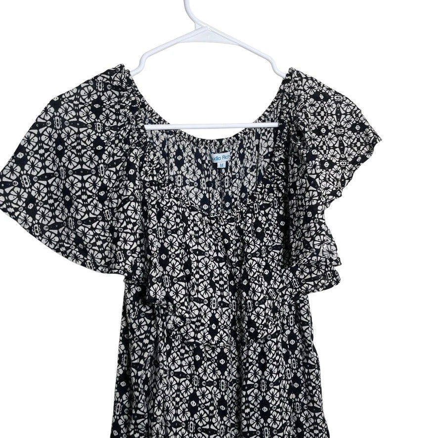 Claudia Richard Blouse Women's Medium Ruffle Casual Printed Floral Top Shirt - Image 2 of 4