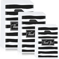 300 Pcs Thank You Merchandise Bags with Handles Die Cut Plastic Shopping Bags...
