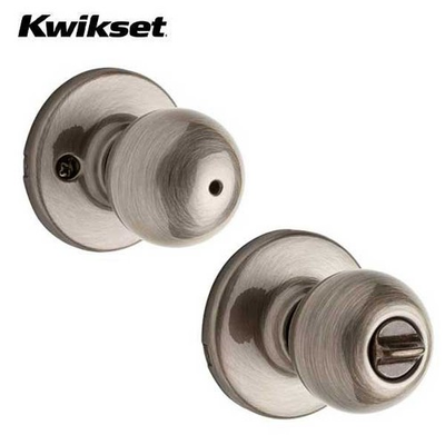 #ad Kwikset Polo Privacy Knob Set Bed Bath Round Rose Grade 3 Antique Brass $12.07