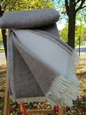 MERINO Lammwolldecke Fransendecke Plaid 155x200cm 100% Lammwolle