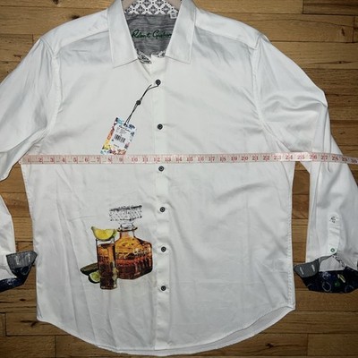 $258 Robert Graham Mens Mulford Whiskey Bottle Buttondown White Size XL