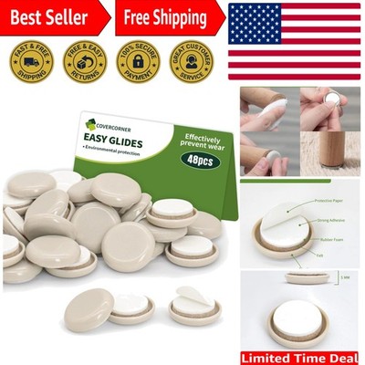 Durable Plastic 48 PCS Carpet Furniture Sliders - Easy Self-Adhesive Application