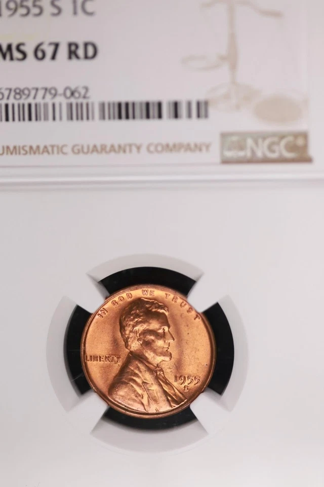 Centavo Lincoln Wheat 1955 S graduación profesional MS67RD *Dobles uniones* JL1100-394 Foto 2 de 4