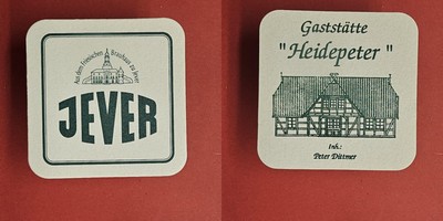 Jever Gaststätte Heidepeter Brauerei Bierdeckel Bier