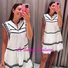 ZARA WOMAN NWT SS25 ECRU ZW COLLECTION EMBROIDERED SHORT DRESS 5107/278/712