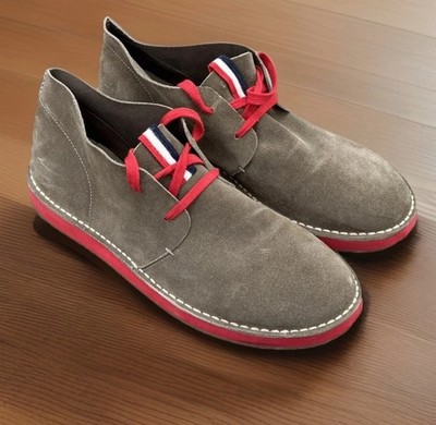 MONCLER Ankle Boots Brown Suede with Red Sole & Laces 100% Authentic
