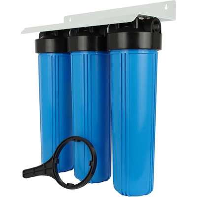 Aqua Science 3 Stage 20'' Big Blue Filter Housing 1'' NPT Inlet/Outlet