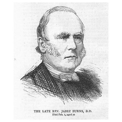 Reverend Jabez Burns; christlicher philosophischer Schriftsteller - antiker Druck 1876