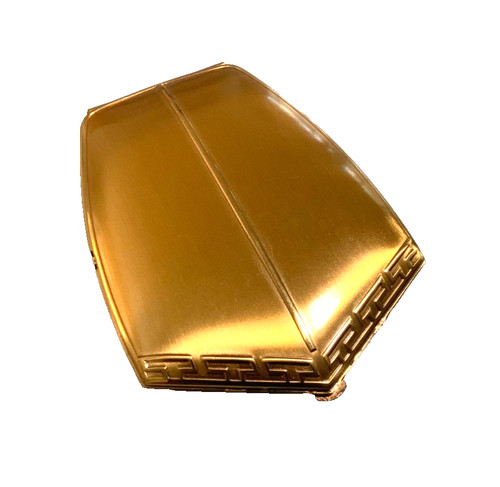 Vintage 50s Elgin Greek Key Powder Compact Unused Goldtone NB17