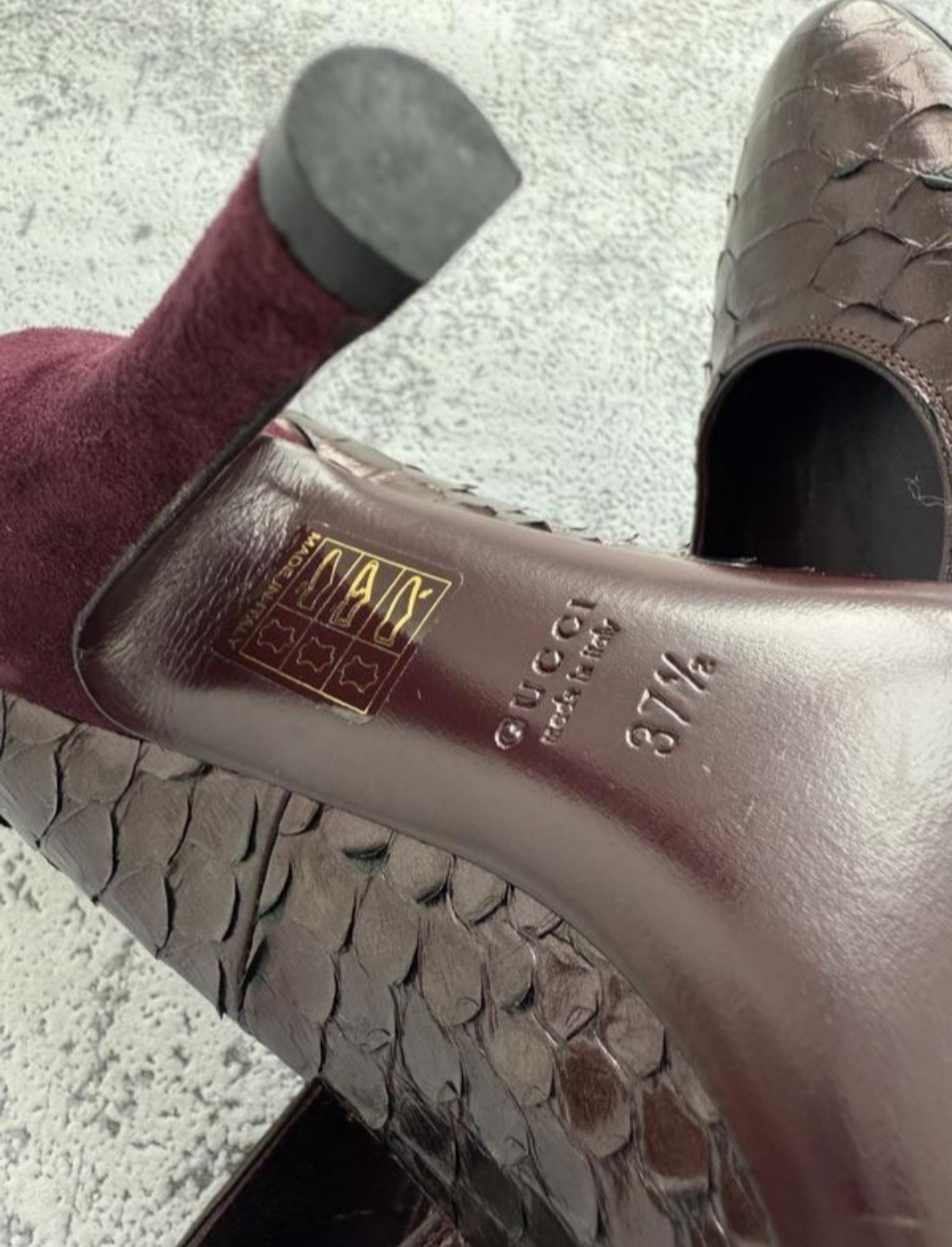 Authentic GUCCI Python Snakeskin & Suede Pumps | … - image 3