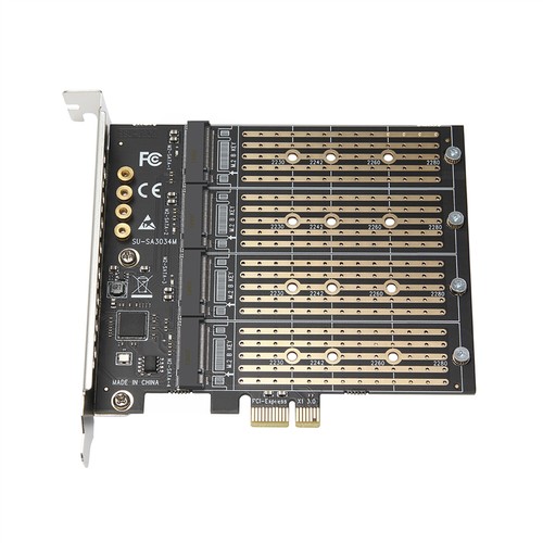PCIE 1X to 4 Port M.2 SATA SSD Expansion Card for Chia Mining Adapter - Photo 2/5