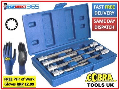 3/8 Zoll Antrieb extra lang Stecker Spline Bit Dreifach Vierkant Steckschlüssel M4-M10 7-teiliges Set 6-11