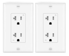 Decorator Receptacle Outlet, Tamper Resistant,20 A,125 V,Wall Plate,snow white