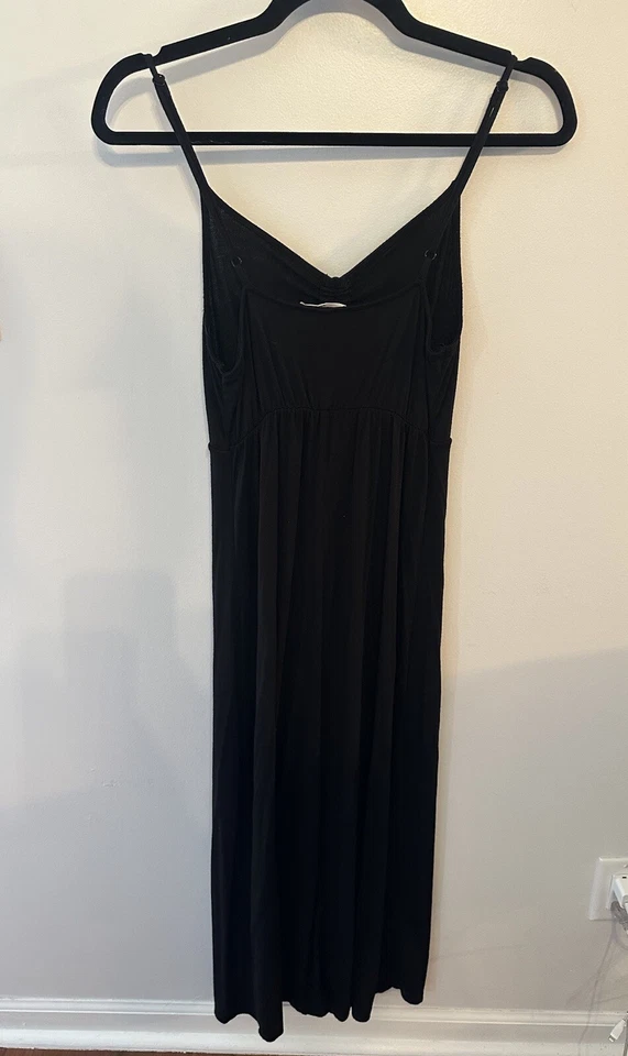 Double Zero Small Maxi Dress Black CutOut Front Adjustable Straps Beach Festival - Image 2 of 4
