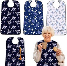 Paquete De 3 Baberos Para Adultos Con Recogedor De Migas, Lavables Y Ajustables