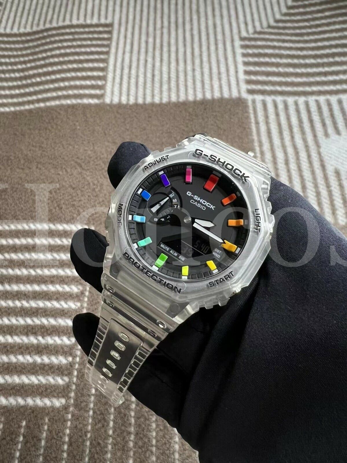 Custom Made Mods Dial Colorful Rainbow Index GA2100SKE-7A Clear G-SHOCK  Casio | eBay