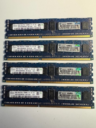 LOT OF 4 Hynix HMT41GR7MFR4C-PB 8GB 1Rx4 DDR3-1600 PC3-12800R REG Server Memory