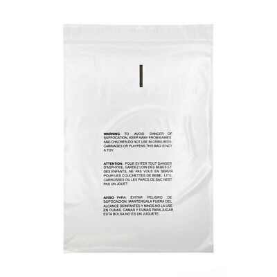 9'' x 12'' Poly Bags Resealable Suffocation Warning Clear Bag 1.5 Mil 2000 Pieces