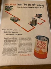 Vintage 1948 Shell Oil On & Off Driving Acid Action ad